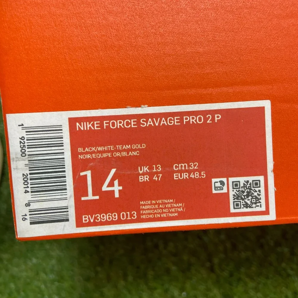 Nike Force Savage Pro 2 PE Black Gold Football Cleats BV3969-013 Mens 14 NEW